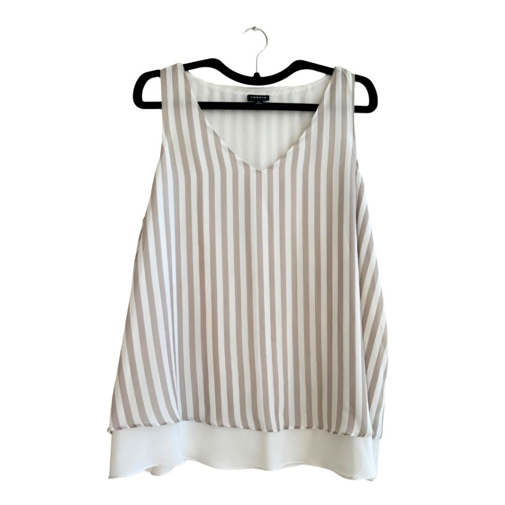 Torrid Georgette Taupe & White Double Layer Chiffon Swing Tank Top - Size 0